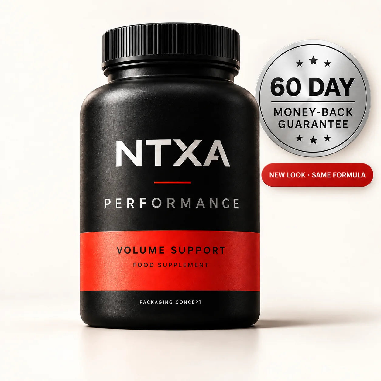 NTXA Performance bottle with 60-day money-back guarantee badge